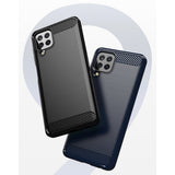 Carbon Case Flexible Cover TPU Case til Samsung Galaxy A22 4G sort