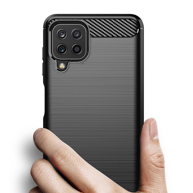 Carbon Case Flexible Cover TPU Case til Samsung Galaxy A22 4G sort
