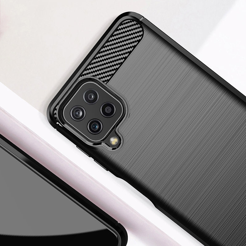 Carbon Case Flexible Cover TPU Case til Samsung Galaxy A22 4G sort
