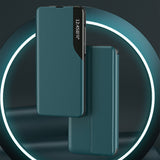 Eco læder View Case elegant bogreol type sag med kickstand til Samsung Galaxy A22 4G orange