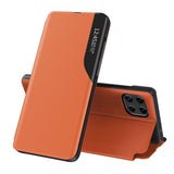Eco læder View Case elegant bogreol type sag med kickstand til Samsung Galaxy A22 4G orange