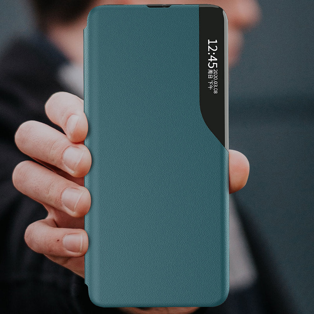 Eco læder View Case elegant bogreol type sag med kickstand til Samsung Galaxy A22 4G rød