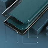 Eco læder View Case elegant bogreol type sag med kickstand til Samsung Galaxy A22 4G rød