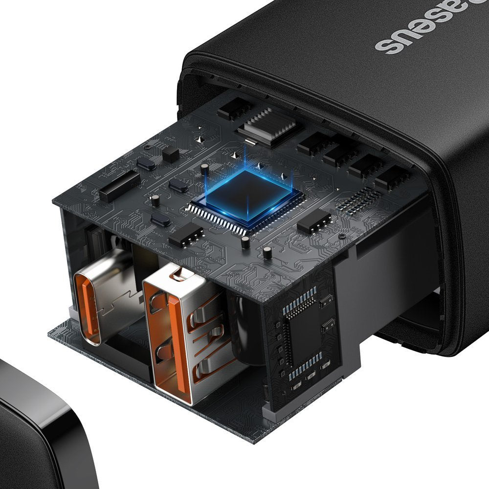 Baseus Compact fast charger USB / USB Type C 20W 3A Power Delivery Quick Charge 3.0 black (CCXJ-B01)
