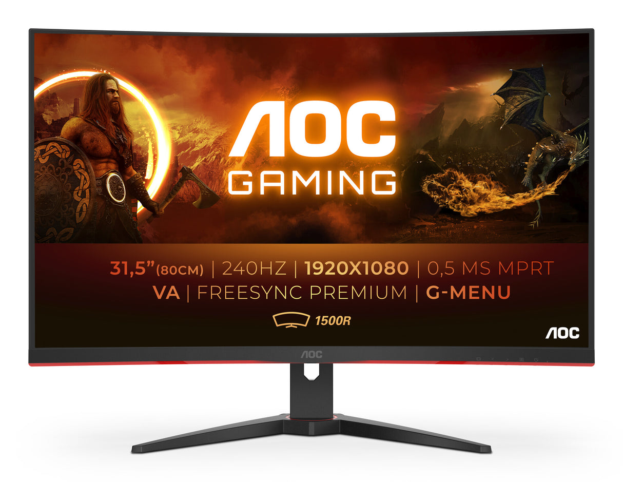 AOC G2 C32G2ZE/BK computerskærm 80 cm (31.5") 1920 x 1080 pixel Fuld HD LED Sort, Rød