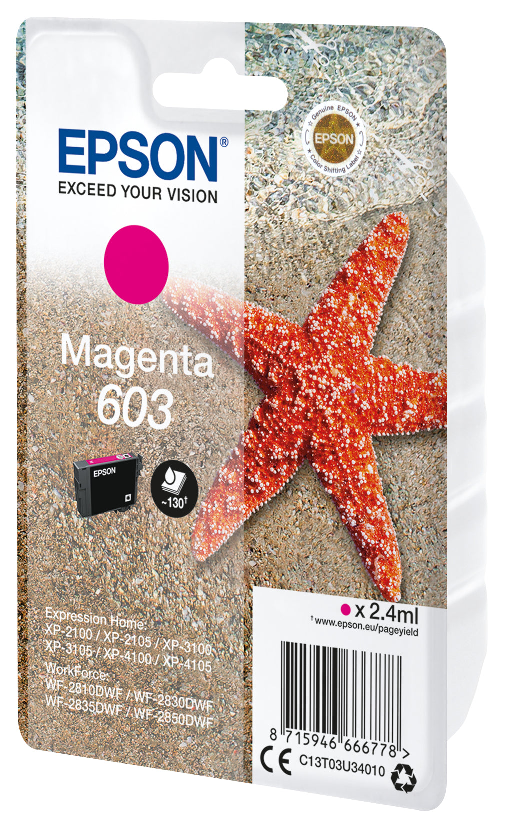 Epson C13T03U34020 blækpatron 1 stk Original Standard udbytte Magenta