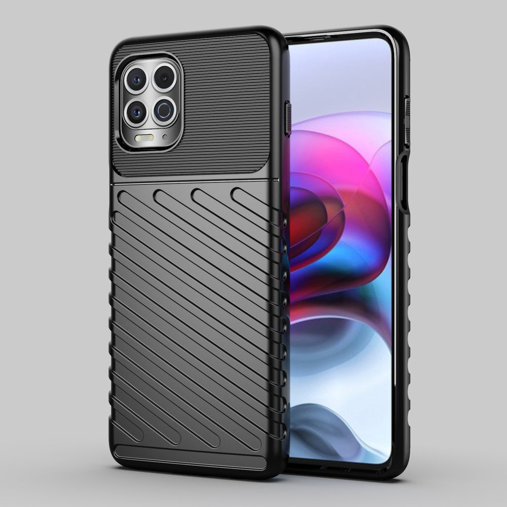 Thunder Case Flexible Tough Rugged Cover TPU Case til Motorola Moto G100 / Edge S sort