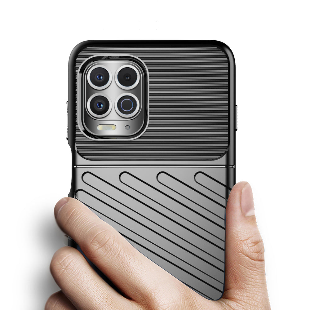 Thunder Case Flexible Tough Rugged Cover TPU Case til Motorola Moto G100 / Edge S sort