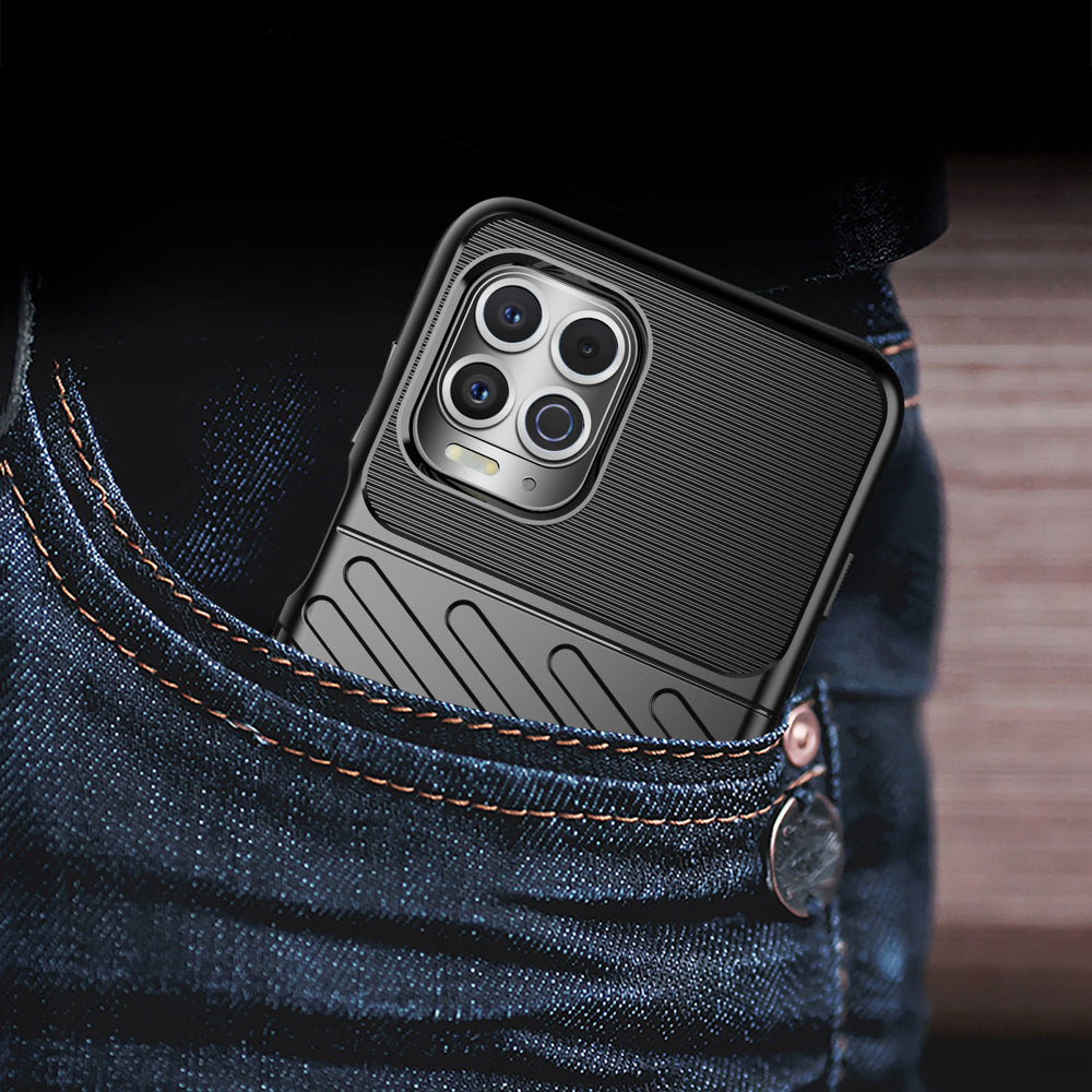 Thunder Case Flexible Tough Rugged Cover TPU Case til Motorola Moto G100 / Edge S sort