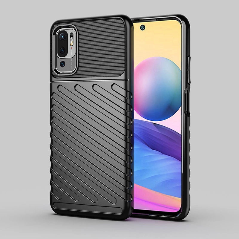 Thunder Case Flexible Tough Rugged Cover TPU Case til Xiaomi Redmi Note 10 5G / Poco M3 Pro sort