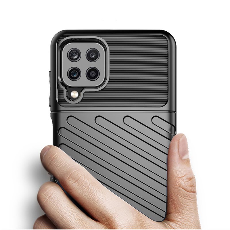 Thunder Case Flexible Tough Rugged Cover TPU Case til Samsung Galaxy A22 4G sort