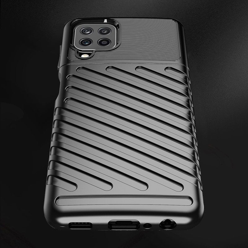 Thunder Case Flexible Tough Rugged Cover TPU Case til Samsung Galaxy A22 4G sort