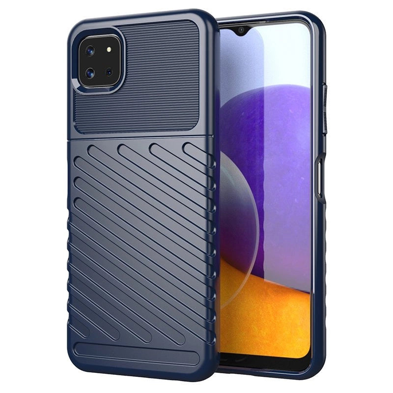 Thunder Case Flexible Tough Rugged Cover TPU Case til Samsung Galaxy A22 5G blå