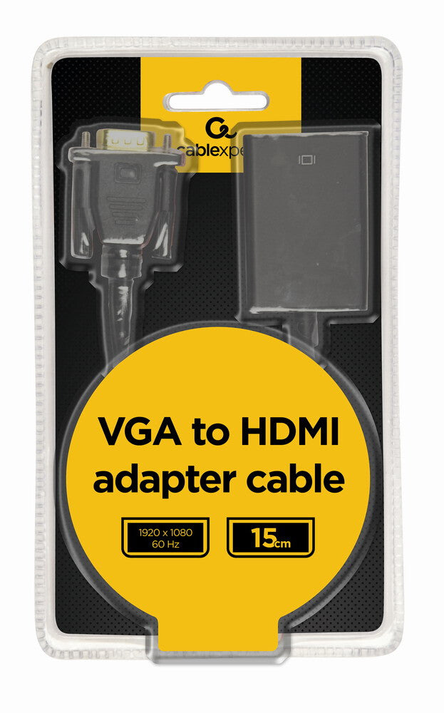 Gembird A-VGA-HDMI-01 videokabel adapter 0,15 m HDMI Type A (Standard) VGA (D-Sub) Sort