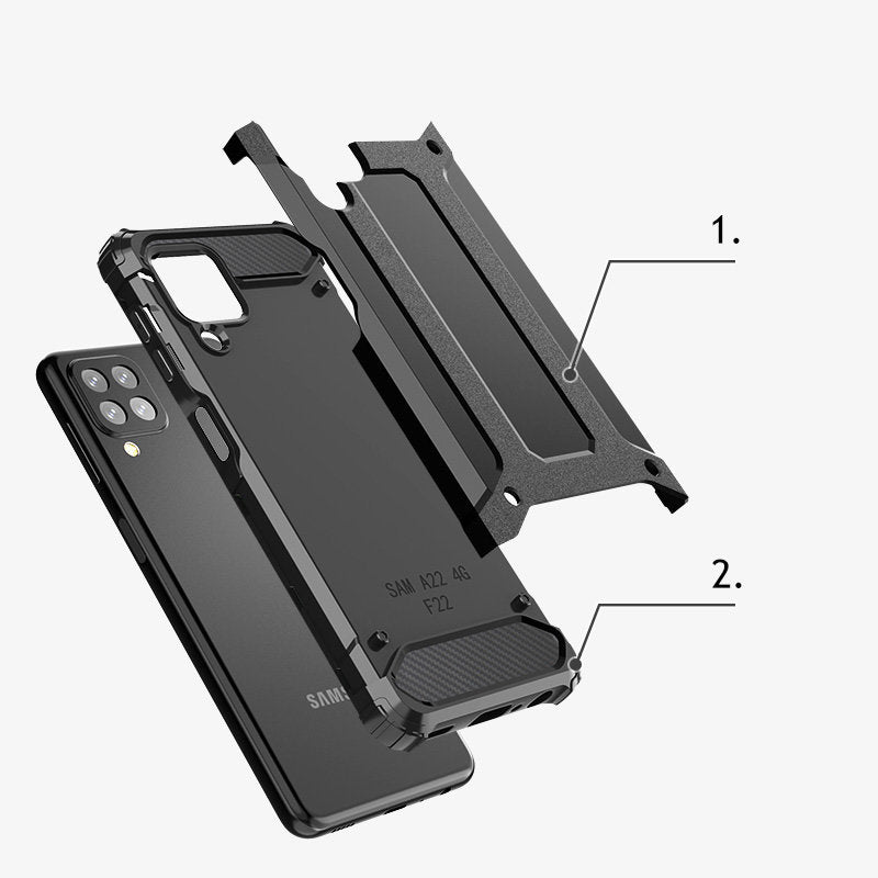 Hybrid Armor Case Tough Rugged Cover til Samsung Galaxy A22 4G sølv