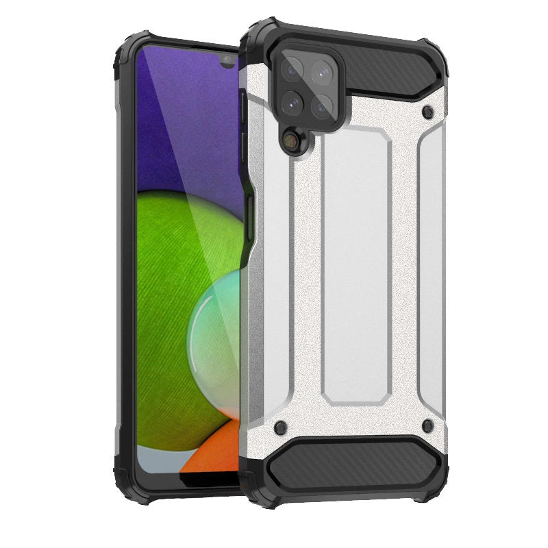 Hybrid Armor Case Tough Rugged Cover til Samsung Galaxy A22 4G sølv