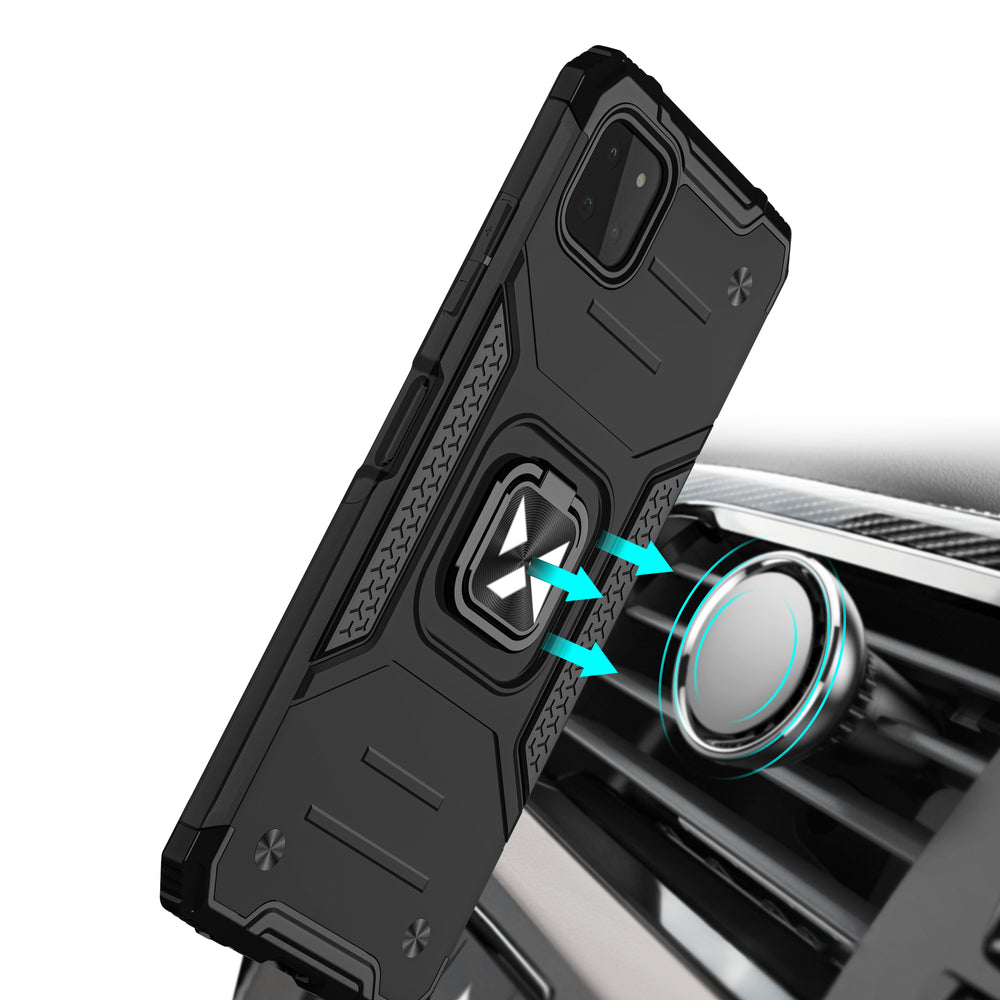 Wozinsky Ring Armor Case Kickstand Tough Rugged Cover til Samsung Galaxy A22 4G sølv