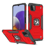 Wozinsky Ring Armor Case Kickstand Tough Rugged Cover til Samsung Galaxy A22 4G rød