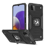 Wozinsky Ring Armor Case Kickstand Tough Rugged Cover til Samsung Galaxy A22 4G sort