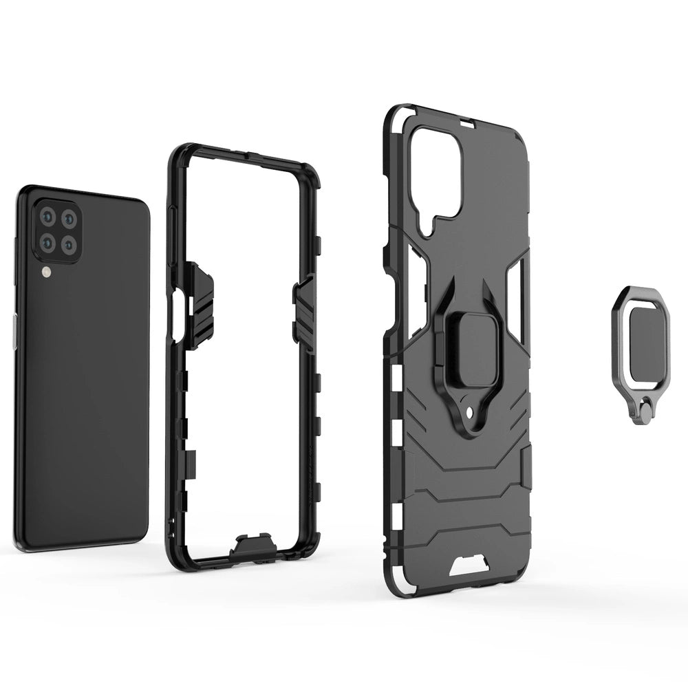 Ring Armor Case Kickstand Tough Rugged Cover til Samsung Galaxy A22 4G blå