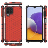Honeycomb Case rustning med TPU Bumper til Samsung Galaxy A22 4G rød