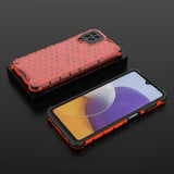 Honeycomb Case rustning med TPU Bumper til Samsung Galaxy A22 4G rød
