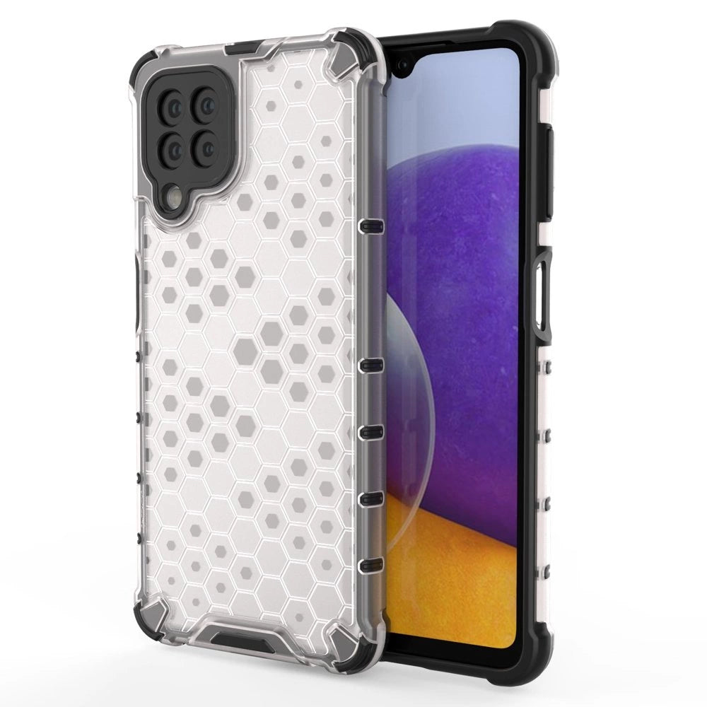 Honeycomb Case rustning med TPU Bumper til Samsung Galaxy A22 4G gennemsigtig
