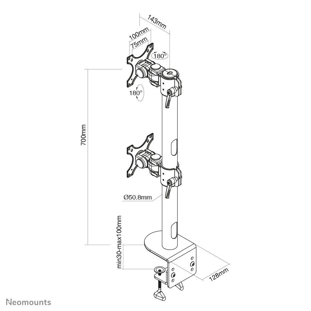 Neomounts FPMA-D960DVBLACKPLUS Monitor arm 17-49" - vertical installation