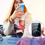 Kingxbar Watercolor Series farve tilfælde til iPhone 12 Pro Max Blå-rosa