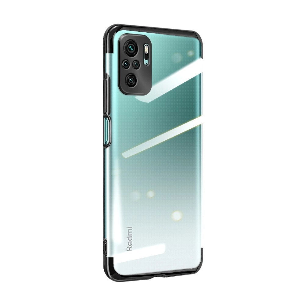 Clear Color Case Gel TPU Galvaniseret ramme Cover til Xiaomi Redmi Note 10 5G / Poco M3 Pro sort