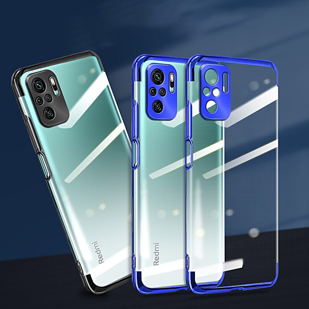 Clear Color Case Gel TPU Electroplating Frame Cover til Xiaomi Redmi Note 10 5G / Poco M3 Pro sort