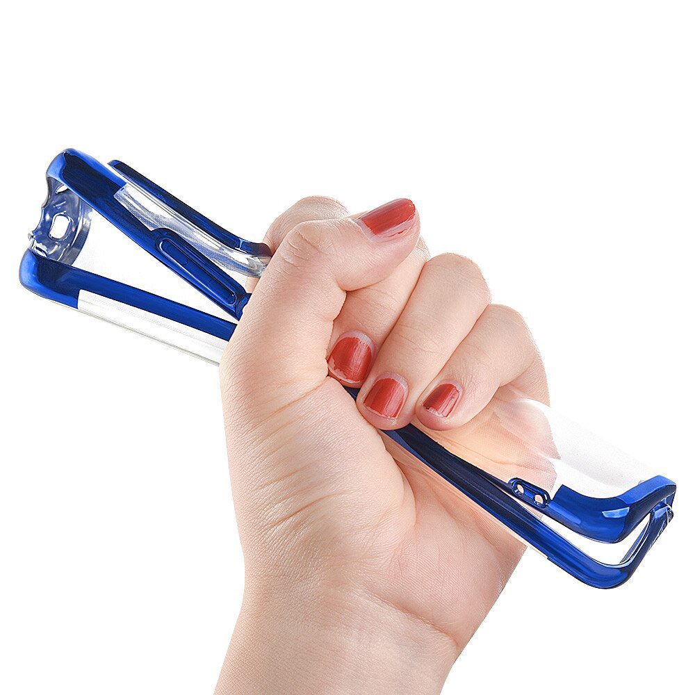 Clear Color Case Gel TPU Electroplating Frame Cover til Xiaomi Redmi Note 10 5G / Poco M3 Pro blå