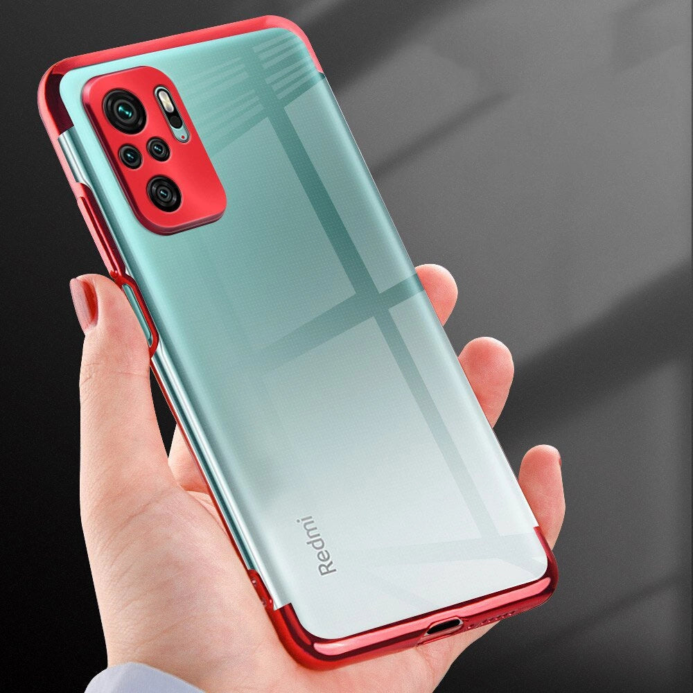 Clear Color Case Gel TPU Galvaniseret ramme Cover til Xiaomi Redmi Note 10 5G / Poco M3 Pro blå