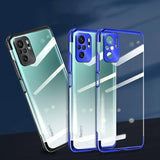 Clear Color Case Gel TPU Galvaniseret ramme Cover til Xiaomi Redmi Note 10 5G / Poco M3 Pro blå