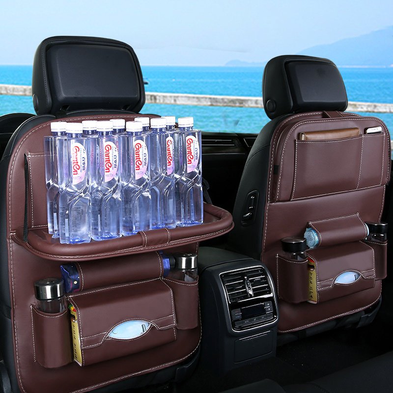 Car seat organizer seat protector seat cover shelf mini car table black
