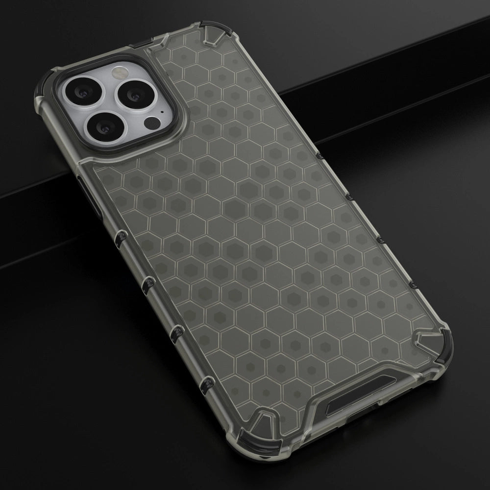 Honeycomb Case armor cover med TPU Bumper til iPhone 13 Pro Max sort