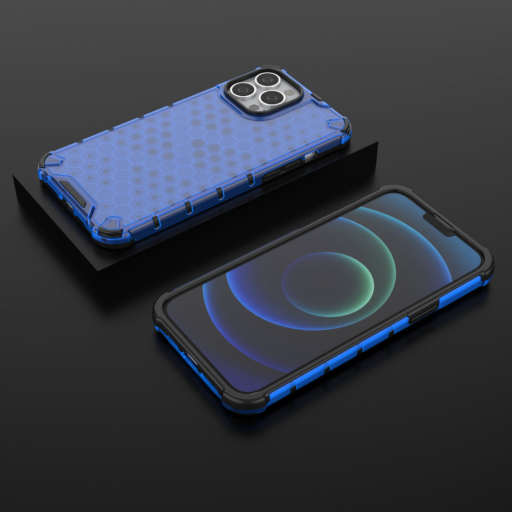 Honeycomb Case armor cover med TPU Bumper til iPhone 13 Pro Max blå