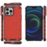 Honeycomb Case armor cover med TPU Bumper til iPhone 13 Pro Max rød