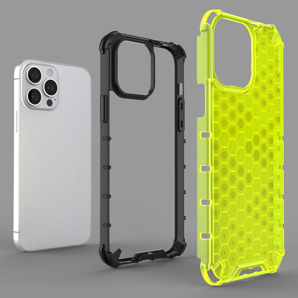 Honeycomb Case armor cover med TPU Bumper til iPhone 13 Pro Max rød