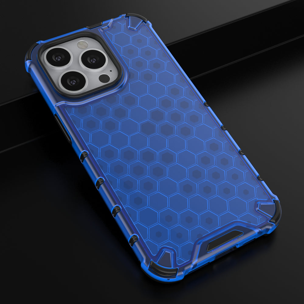 Honeycomb Case armor cover med TPU Bumper til iPhone 13 Pro blå