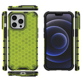 Honeycomb Case armor cover med TPU Bumper til iPhone 13 Pro grøn