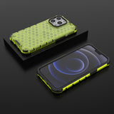 Honeycomb Case armor cover med TPU Bumper til iPhone 13 Pro grøn