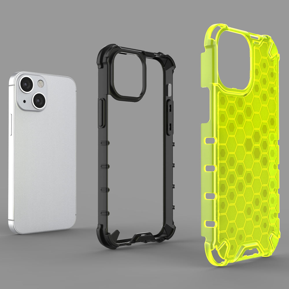 Honeycomb Case armor cover med TPU Bumper til iPhone 13 mini sort