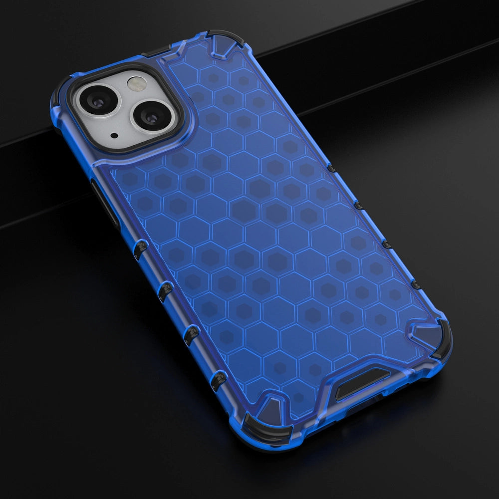 Honeycomb Case rustning med TPU Bumper til iPhone 13 mini blå