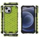 Honeycomb Case rustning med TPU Bumper til iPhone 13 mini grøn