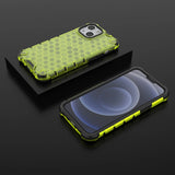 Honeycomb Case rustning med TPU Bumper til iPhone 13 mini grøn