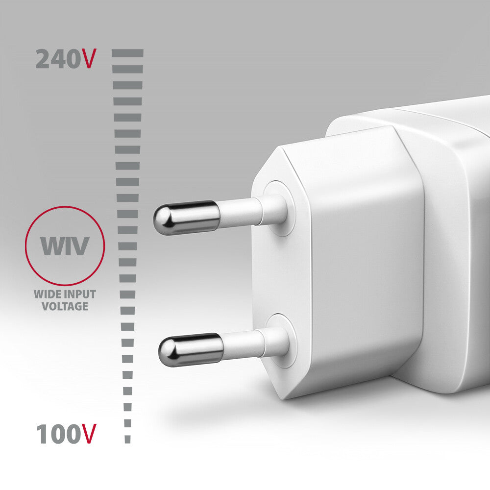 Axagon ACU-PQ20W oplader til mobil enhed Universel Hvid Vekselstrøm Hurtig opladning Indendørs