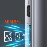 Baseus Metal Gleam 11in1 multifunctional USB Type C HUB - 3x USB 3.2 Gen 1 5Gbps / USB Type C PD 100W / 3.5 mm mini jack AUX / VGA Full HD 60Hz / 2x HDMI 4K 30Hz / TF and SD card reader / RJ45 1Gbps gray (CAHUB-CT0G)