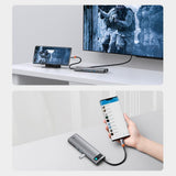 Baseus Metal Gleam 11in1 multifunctional USB Type C HUB - 3x USB 3.2 Gen 1 5Gbps / USB Type C PD 100W / 3.5 mm mini jack AUX / VGA Full HD 60Hz / 2x HDMI 4K 30Hz / TF and SD card reader / RJ45 1Gbps gray (CAHUB-CT0G)