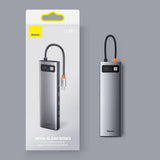Baseus Metal Gleam 11in1 multifunctional USB Type C HUB - 3x USB 3.2 Gen 1 5Gbps / USB Type C PD 100W / 3.5 mm mini jack AUX / VGA Full HD 60Hz / 2x HDMI 4K 30Hz / TF and SD card reader / RJ45 1Gbps gray (CAHUB-CT0G)